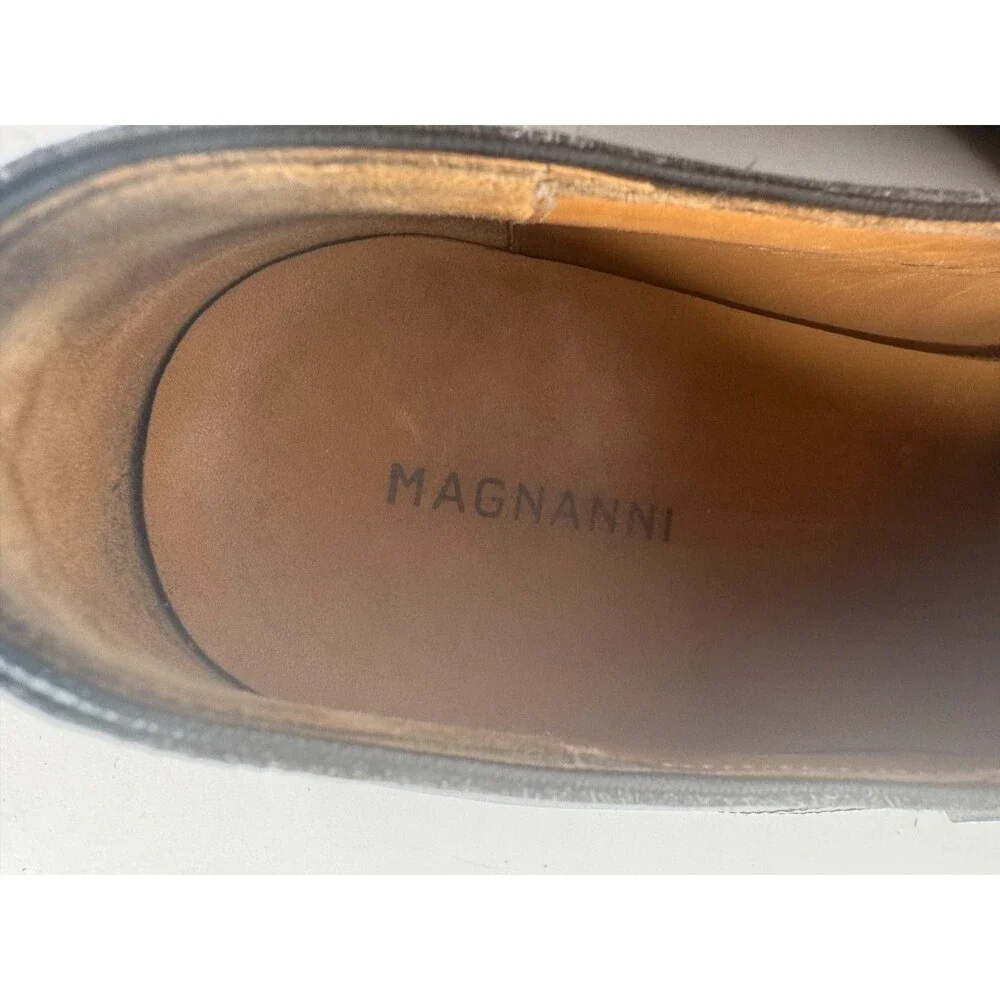 Magnanni Black Leather Men's Square Toe Oxford Dress Shoes SZ 10.5 13273